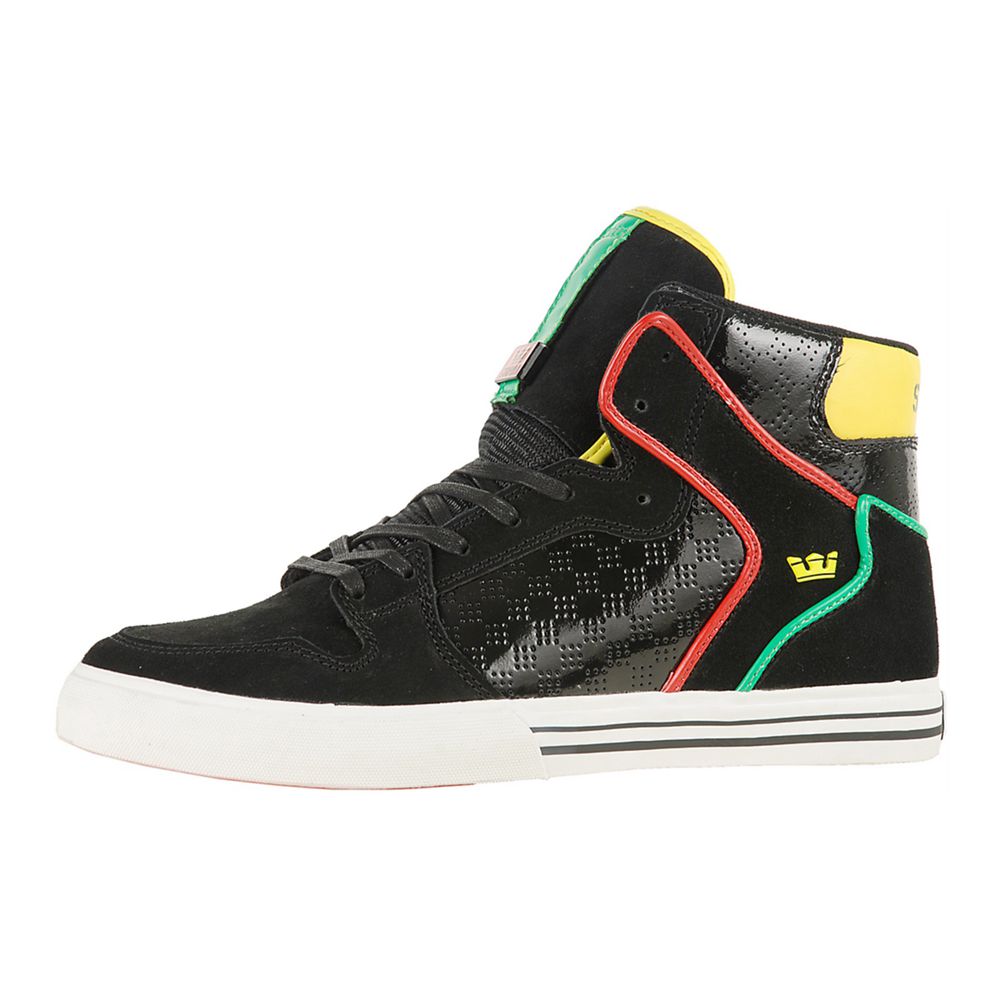 Baskets Montantes Supra Vaider Noir Jaune Black Rasta Homme | GAH-71185985